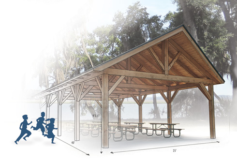 An artist's rendering of the pavilion under construction. 